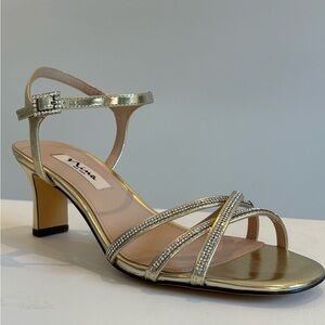 NEW Never worn Nina Metallic Gold Strappy Heels 8/38